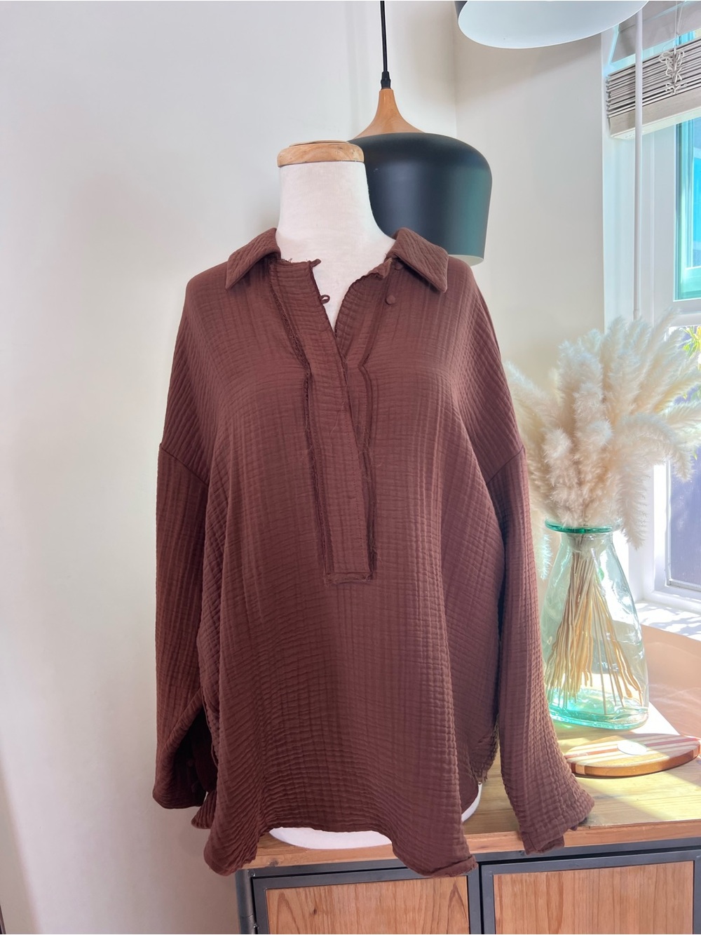 Zara brown tunic blouse